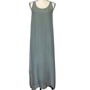 Laura Moretti Silk Sheer Maxi Dress Size M Olive Green Beachy Flowy Italy NWT